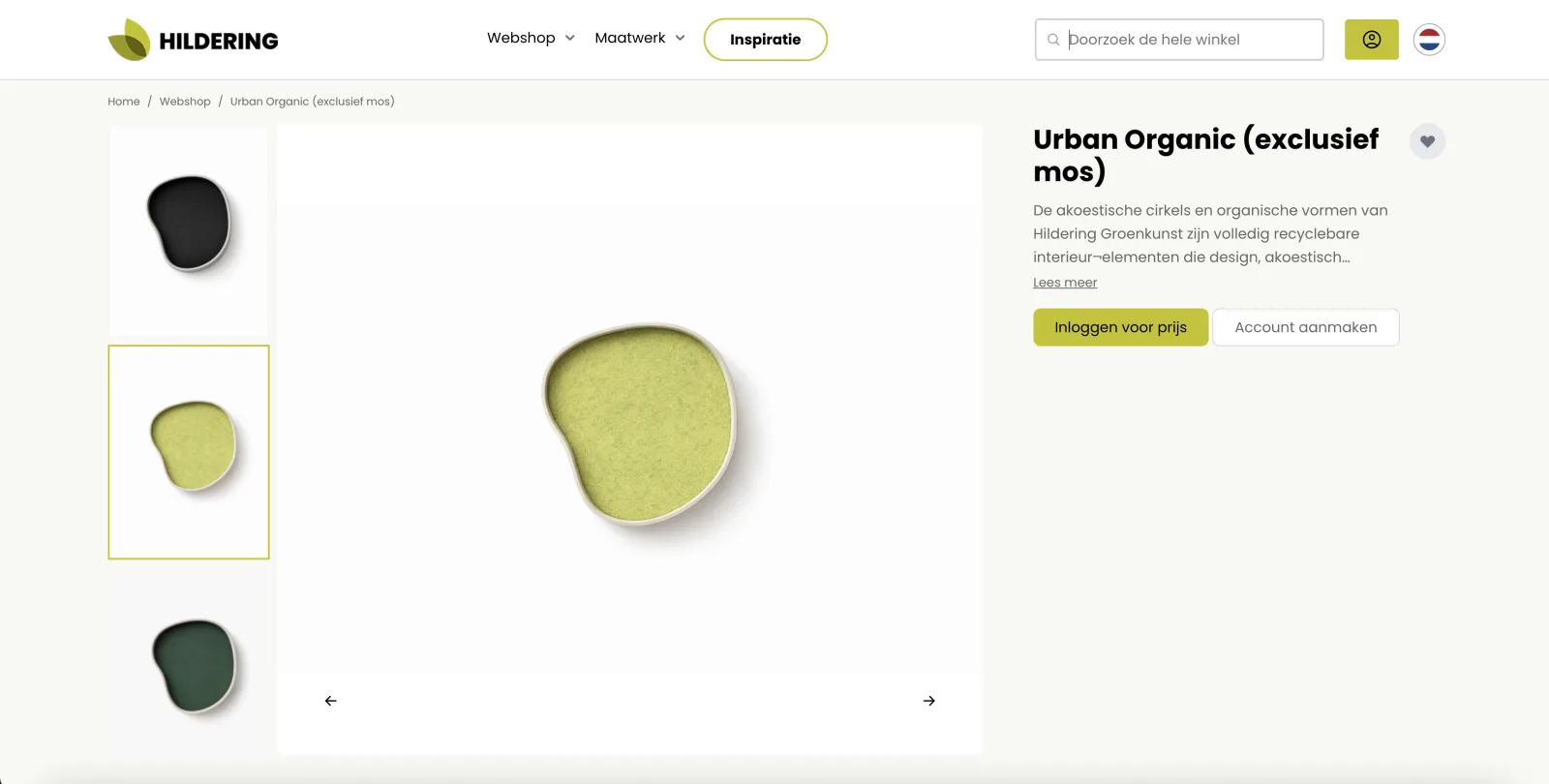 Hildering productpagina met inloggen voor prijs voor zakelijke klanten